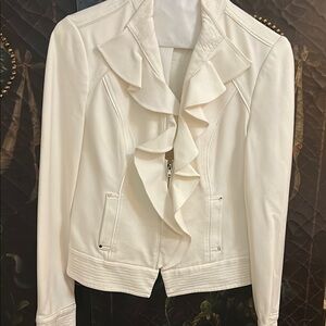White House Black Market White Ruffled Blazer